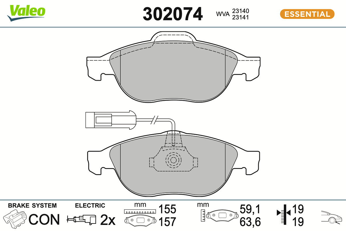 Jeu de 4 plaquettes de frein VALEO ref. 302074
